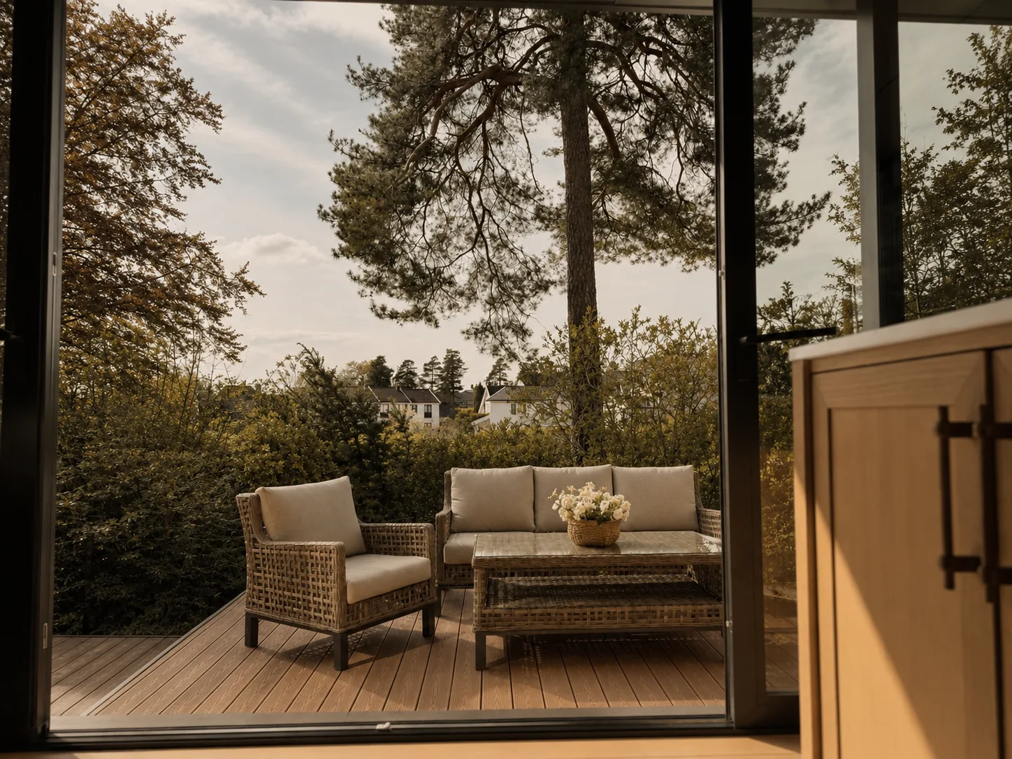 Terrasse med loungemøbler